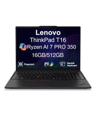 ThinkPad T16 Laptop 16.0 WUXGA Display (Ryzen AI 7 PRO 350, 16GB, 512GB SSD, Win 11 Pro) With USB Hub
