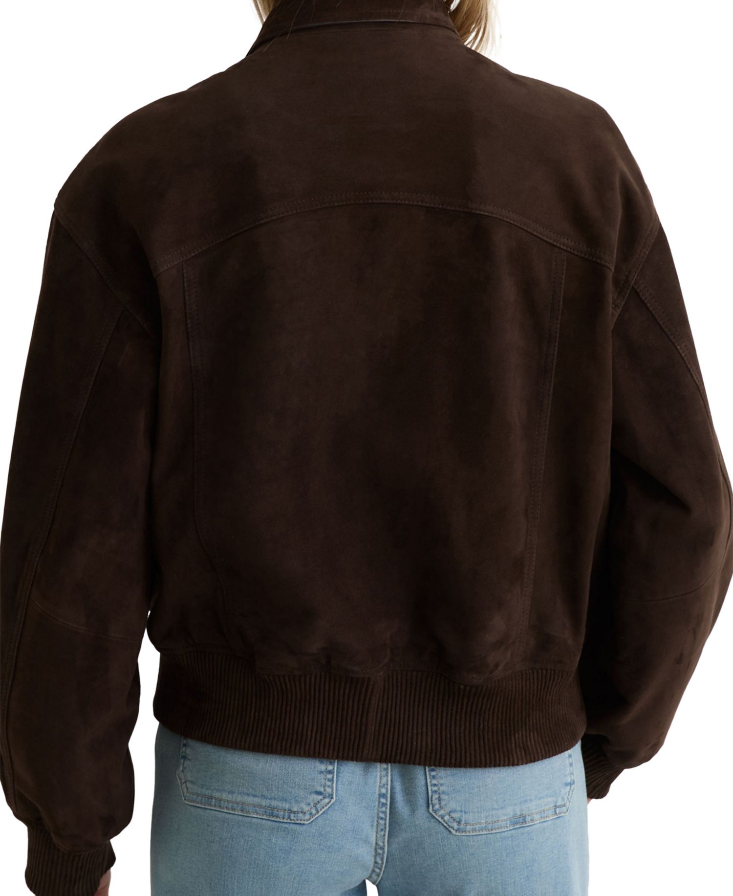 Women's Cara Suede Funnel-Neck Bomber Jacket