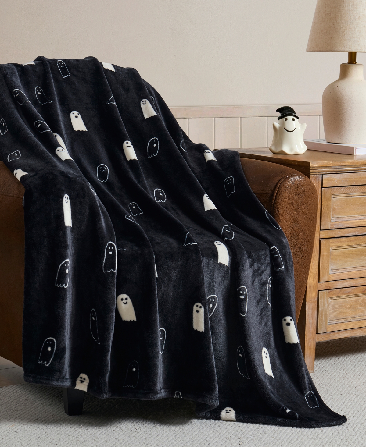 Hallmark Boney Boo Plush Halloween Throw, 50" X 70" In Black
