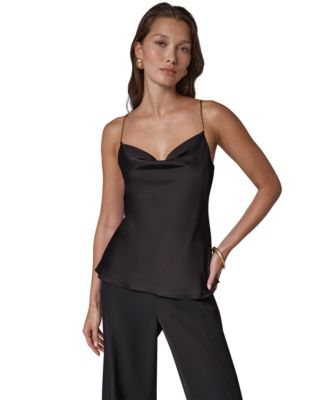 Women's Cowl Neck Sleeveless Chain-Link Straps Camisole