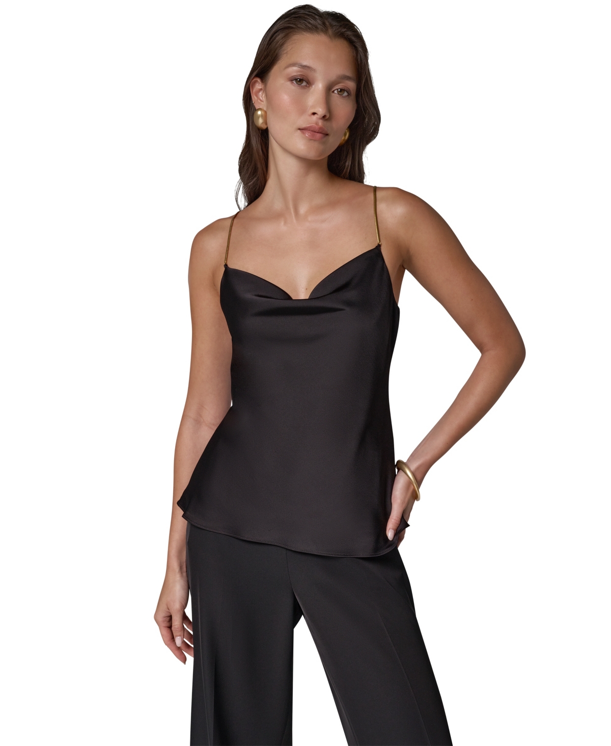 Donna Karan New York Women's Cowl Neck Sleeveless Chain-Link Straps Camisole