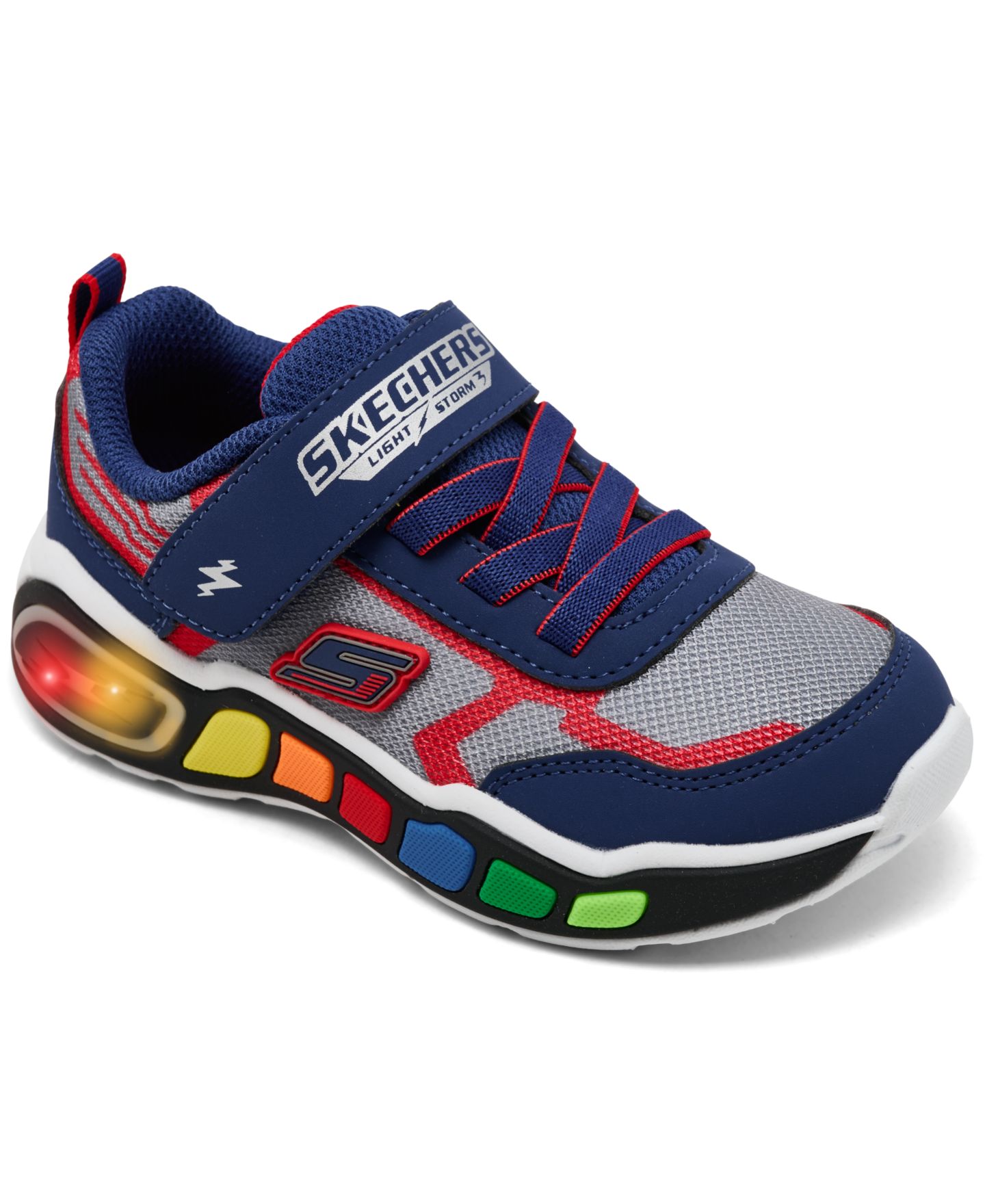 Детские кроссовки Skechers Play Scene Storm Brights со светом на липучках, цвет: Тёмно-синий / Красный — фото 6