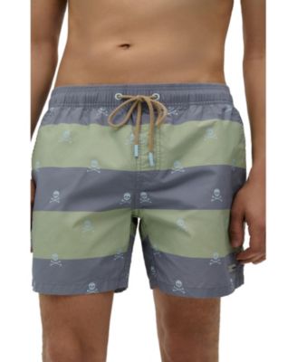 Men's Striped Skull Lined Swim Trunks