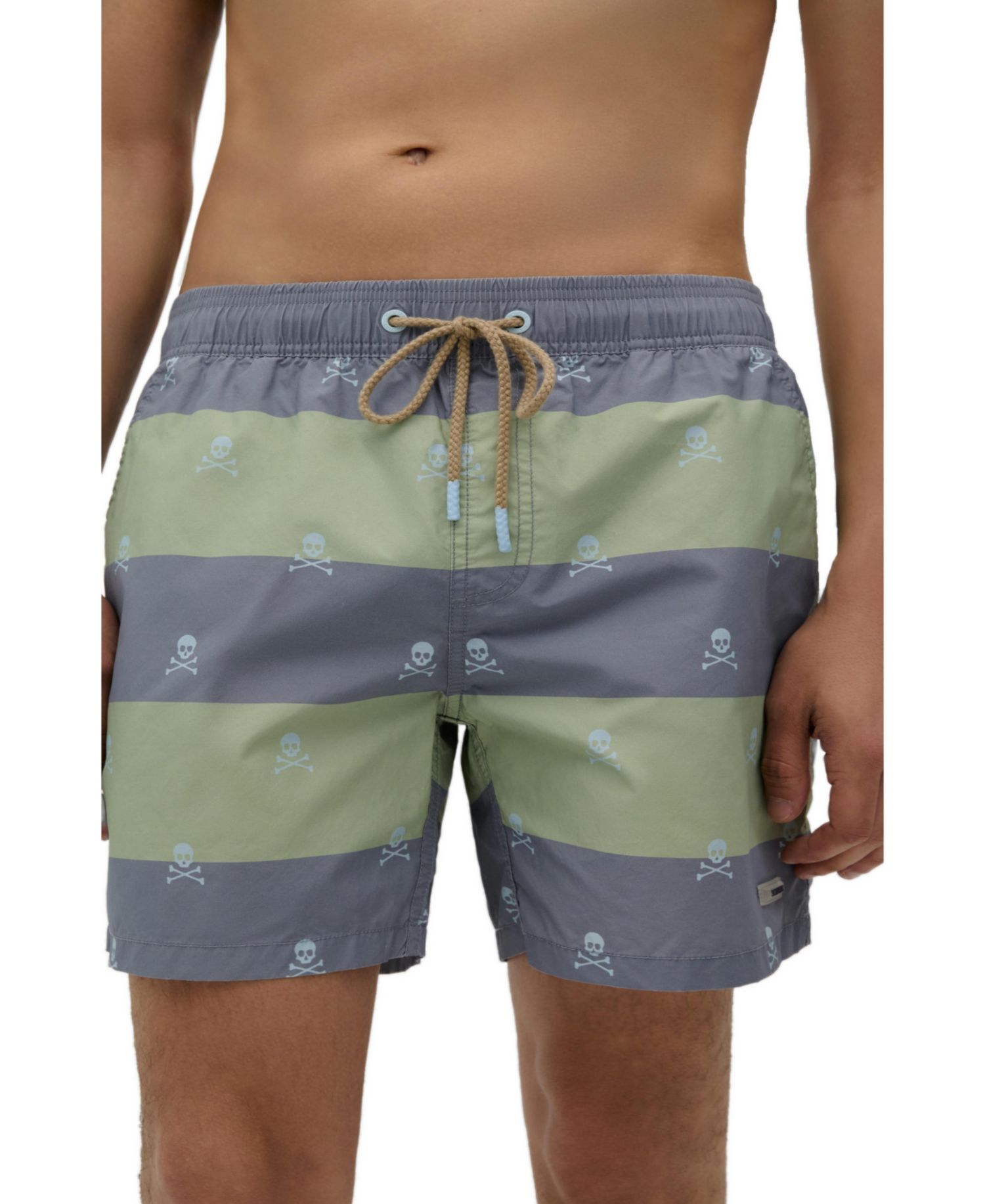 Men's Striped Skull Lined Swim Trunks
