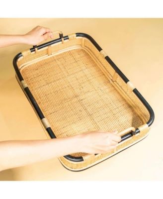 Coco Handcrafted Rattan Serving Tray - Wicker Medium