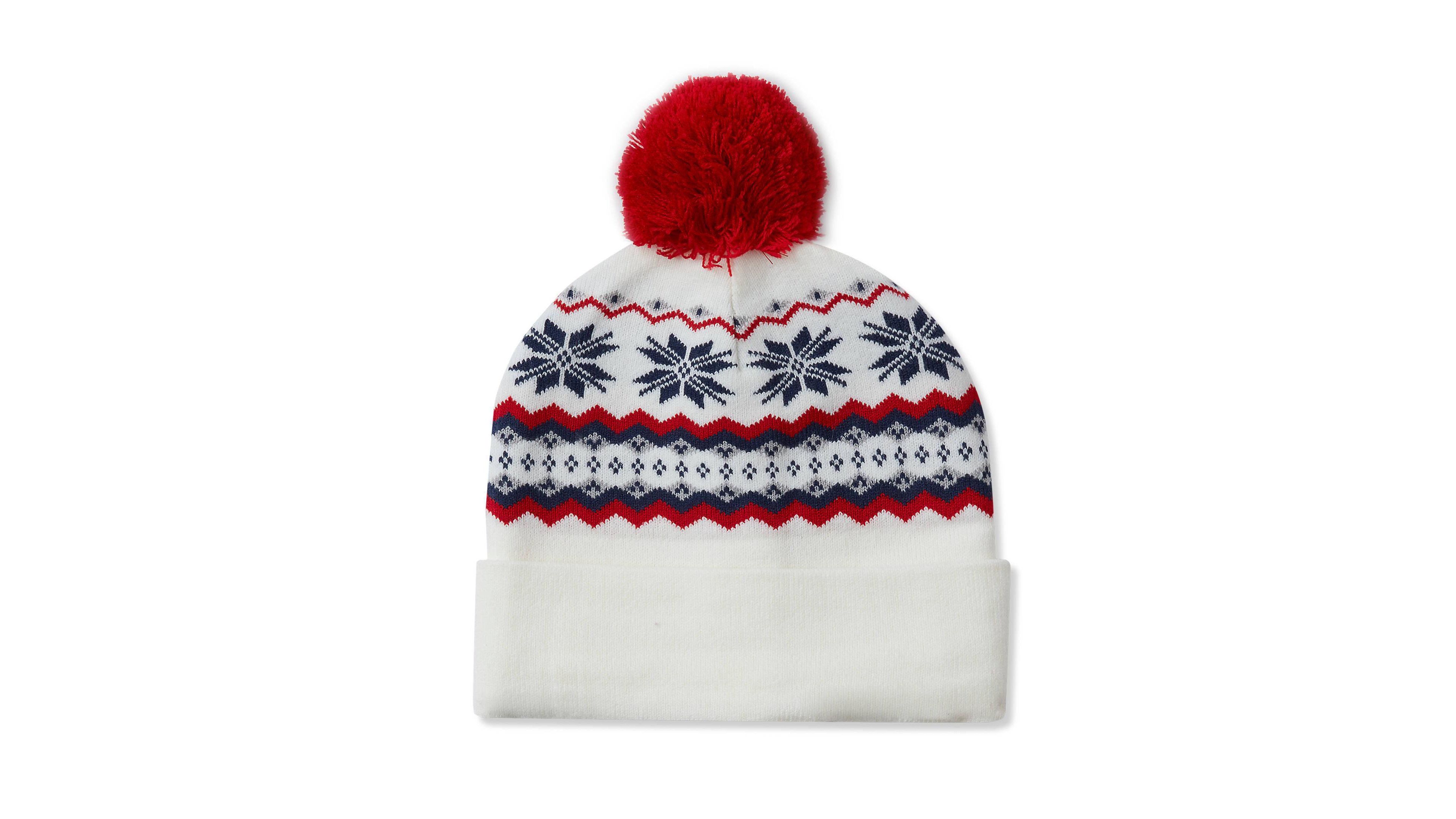 Lands' End Girls Squall Pom Fleece-Lined Fair Isle Beanie