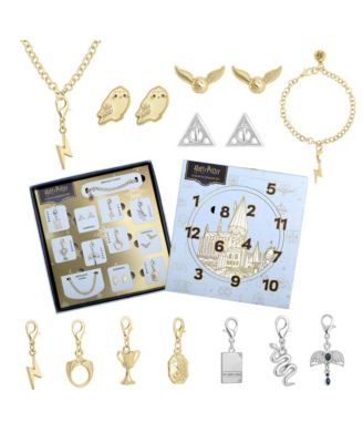 Advent Calendar Jewelry Set with Stud Earrings, Necklace, Bracelet, and Charms, 12-Piece Set
