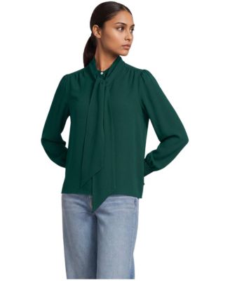 Women's Creaseless Button Front Blouse with Tie