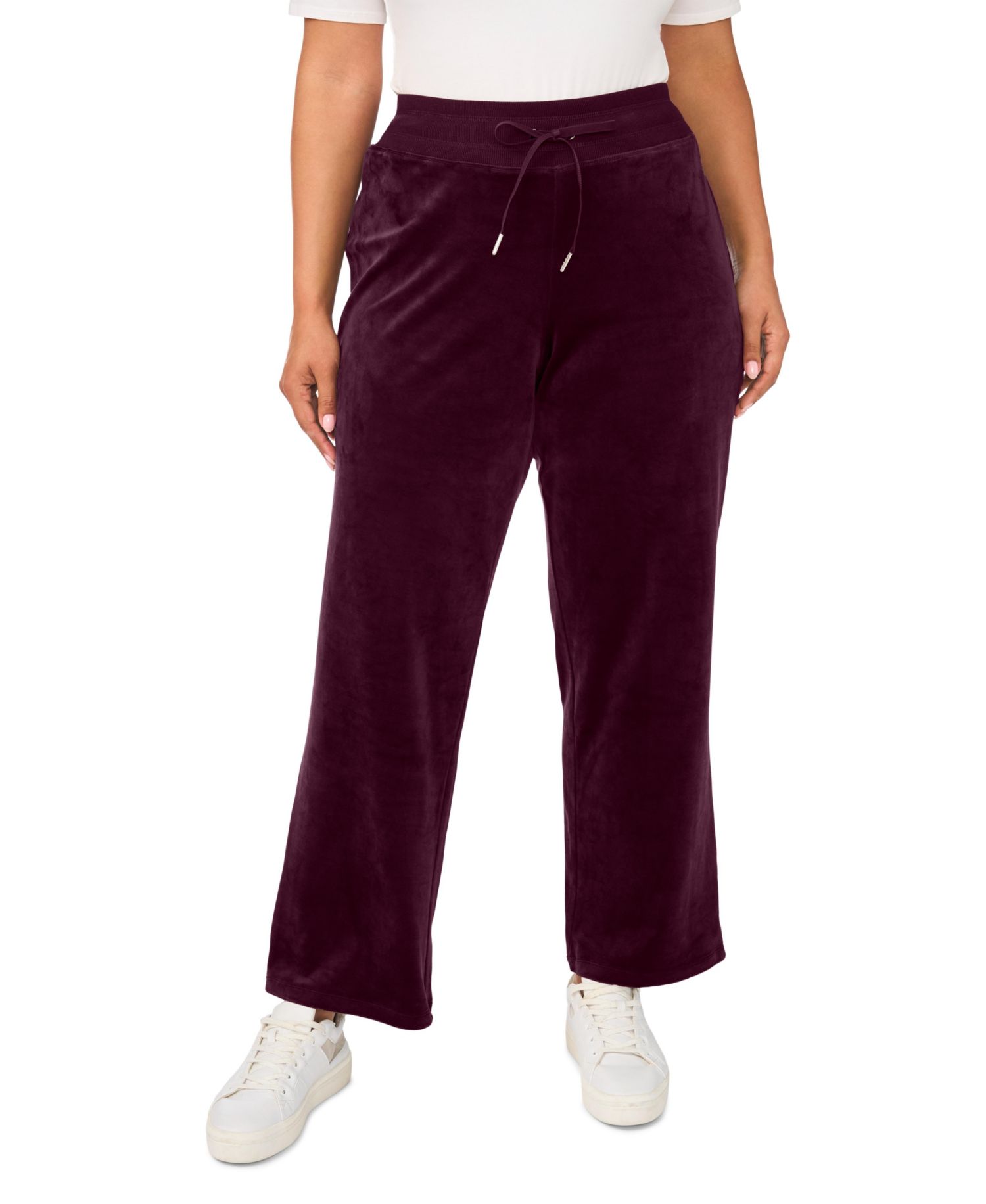 Plus Size Velour Drawstring-Waist Straight-Leg Pants