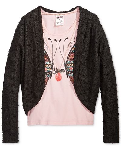 Belle Du Jour Cocoon Sweater & Graphic-Print Tank, Big Girls (7-16)