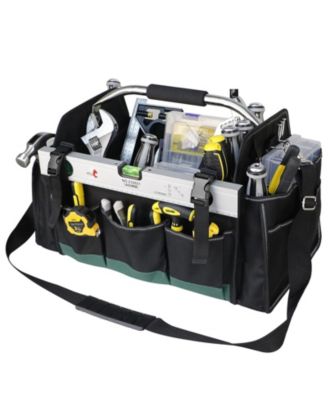 18IN Open Top Tool Bag 30 Pockets 1680D Waterproof Foldable Electrician Tool Organizer