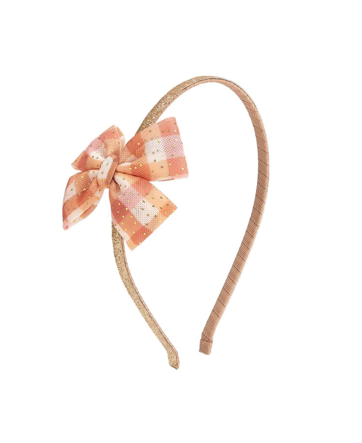 Sweet Wink Girls' Cinnamon Plaid Tulle Bow Headband - Orange