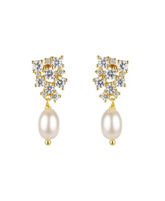 First Dance Pearl Drop Gold Earrings