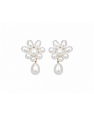 Cultured Pearl Floral Bridal Earrings