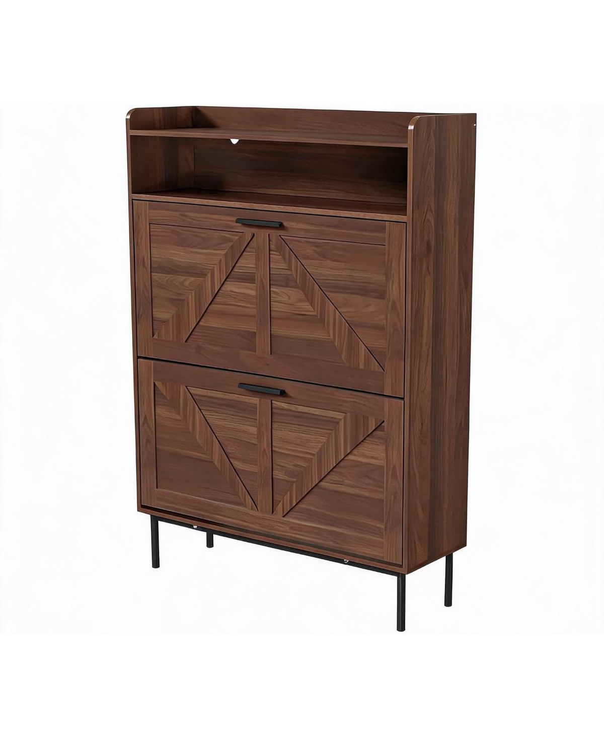 Gaomon Space-Saving Slim Vertical Shoe Cabinet for Entryway or Closet Narrow Freestanding Shoe Storage Organizer - Modern Minimalist Design - Walnut