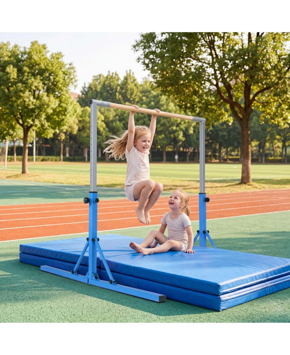 Zeny Foldable Gymnastics Bar for Kids, 13-Level Height, 265LBS