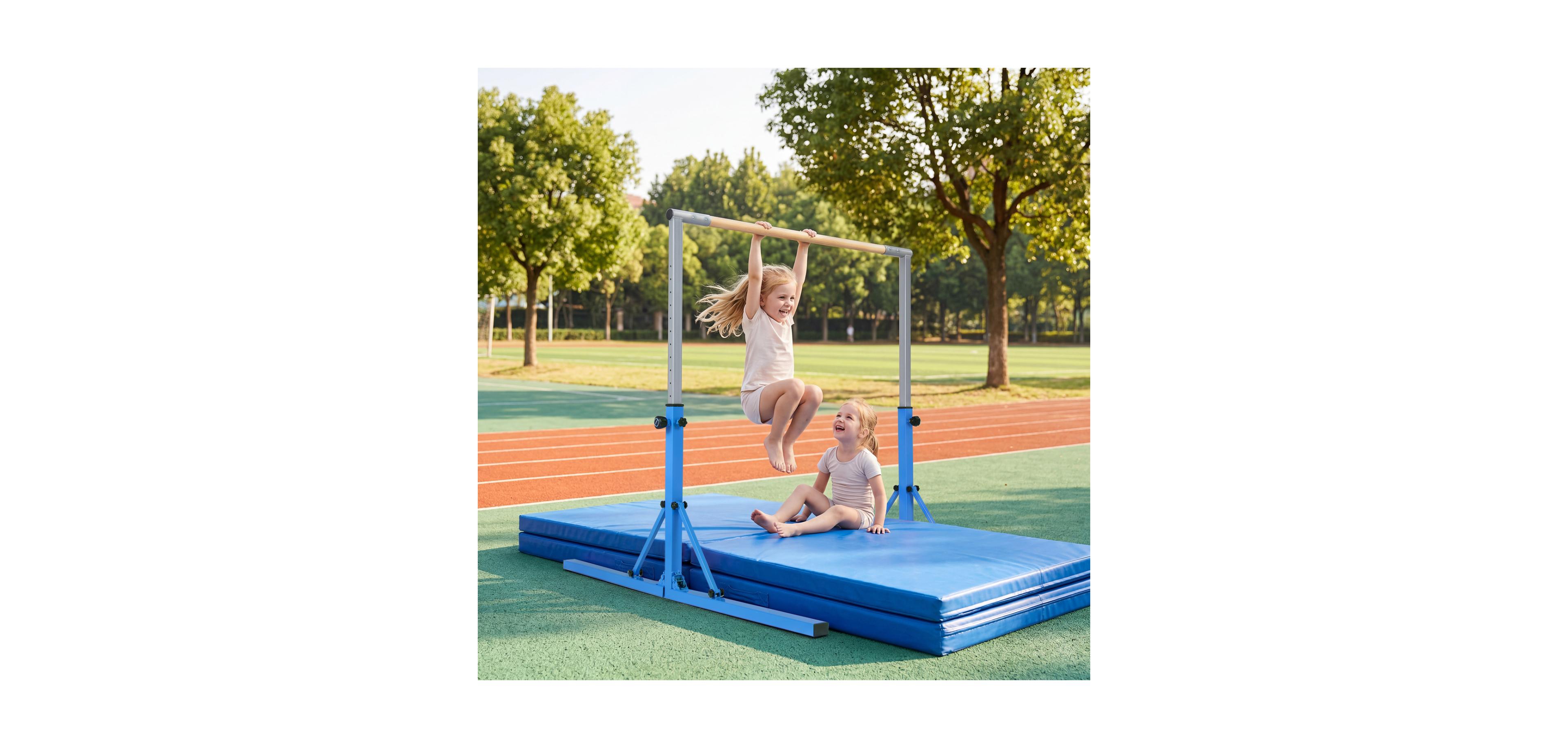 Zeny Foldable Gymnastics Bar for Kids, 13-Level Height, 265LBS