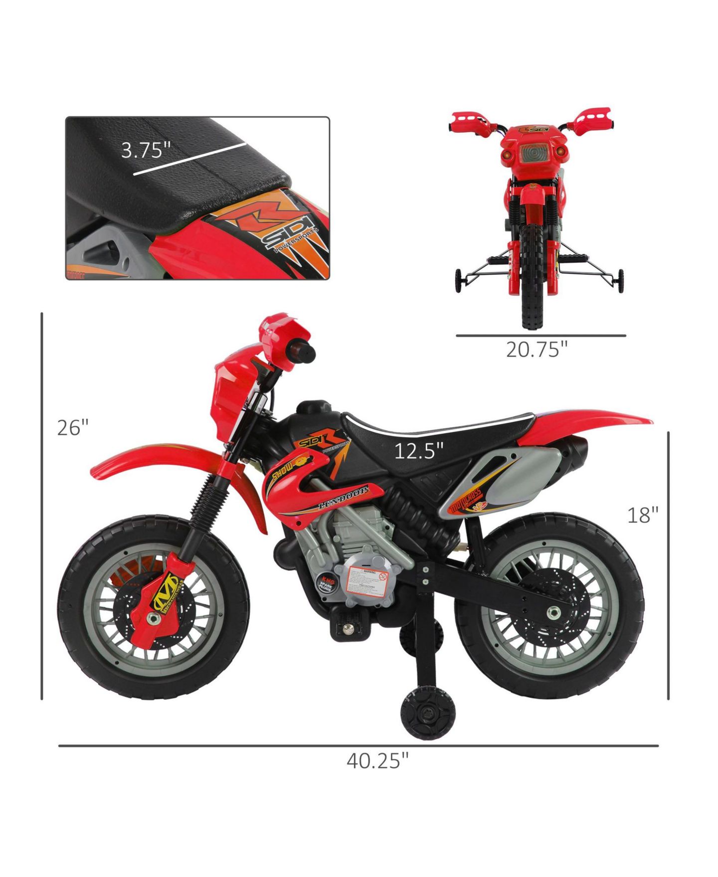 Детская игрушка SEVORLEY Kids 6V Battery-Powered Ride-On Motorcycle, 1 Rider, Ages 5-10 Years, цвет: Красный — фото 3