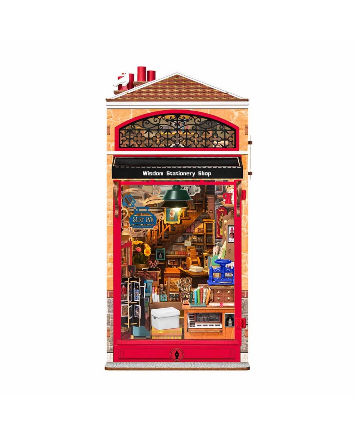 Robotime Wisdom Stationery Shop 472-Piece 3D Wooden Puzzle Building Kit, Ages 14+