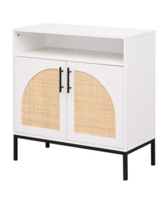 32 Inch Sideboard Buffet Cabinet with Rattan Doors and Adjustable Shelf