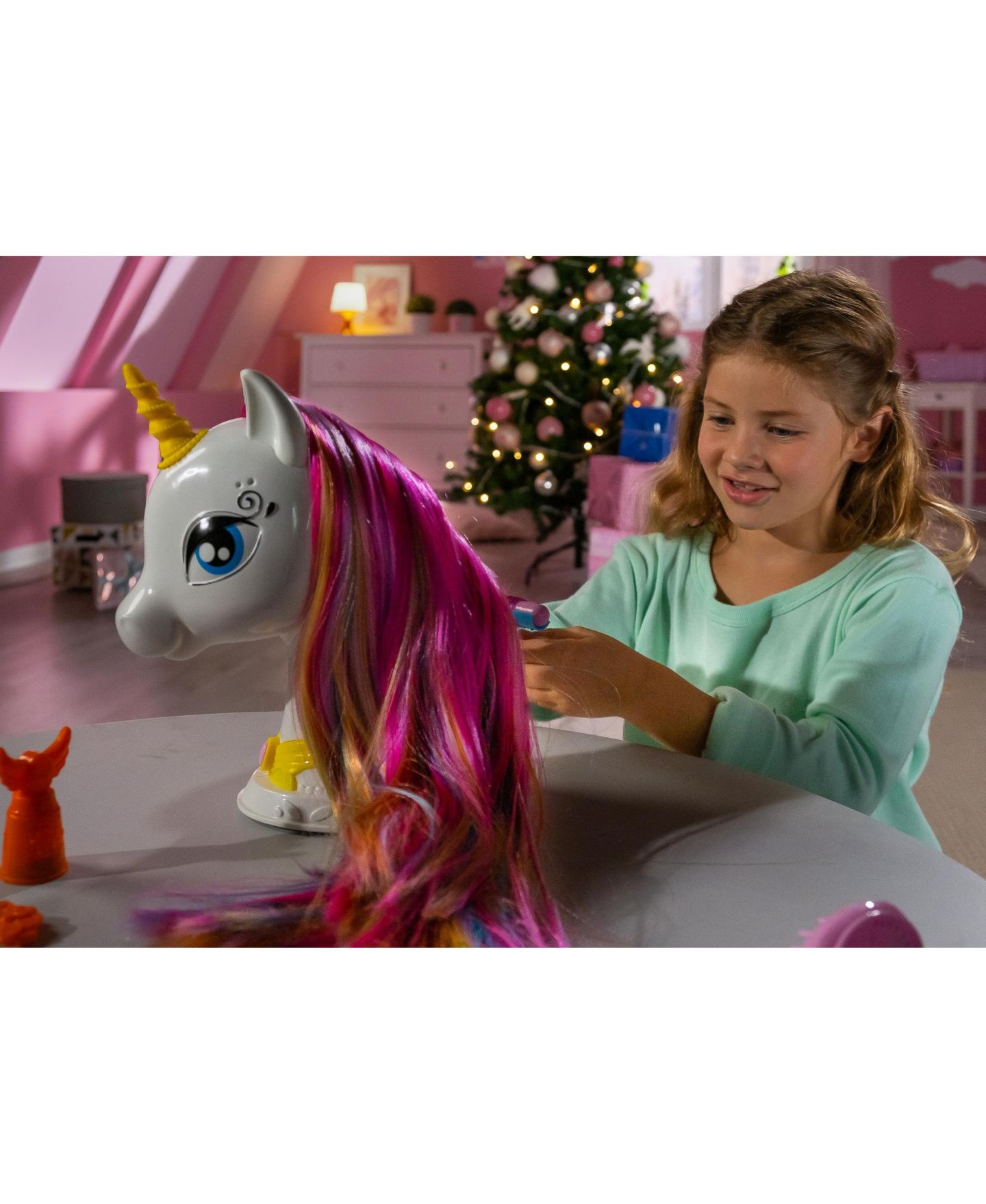 Детские куклы Lexibook My Magic Interactive Unicorn Hair Styling Head with Long and Silky Hair, Ages 3+, цвет: Разноцветный — фото 6