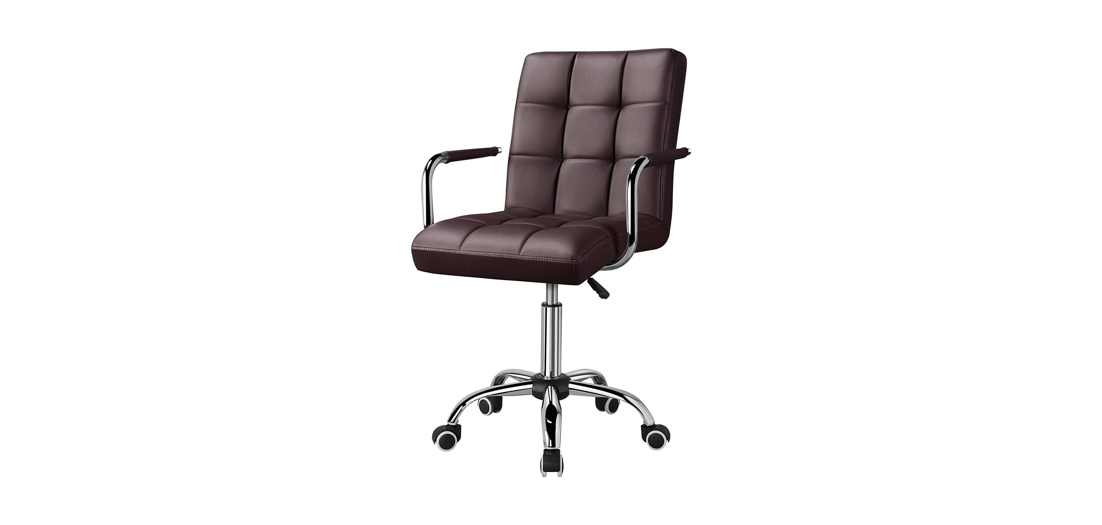 Slickblue Faux Leather Office Chair with Armrests and Wheels for Home and Office