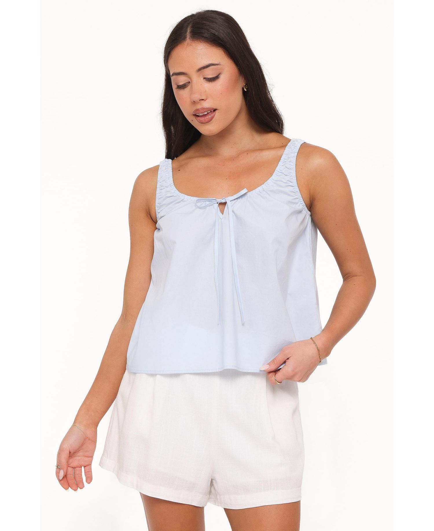 Women's Lawrence Tie-Front Scoop-Neck Cotton Tank Top