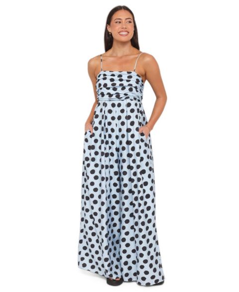 Женский комбинезон Petal and Pup Pricilla Square-Neck Sleeveless Wide-Leg Jumpsuit, цвет: Синий в горошек