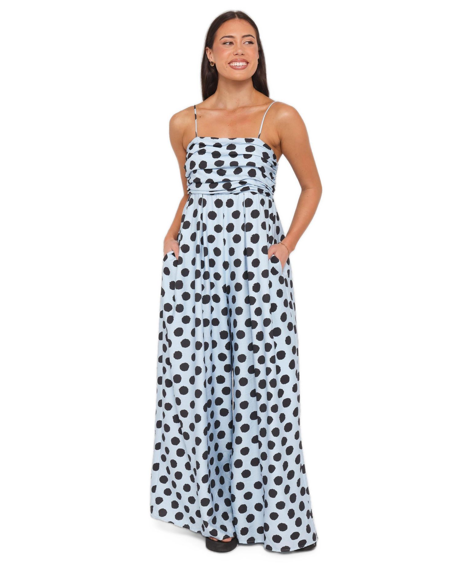 Women's Pricilla Square-Neck Sleeveless Wide-Leg Jumpsuit