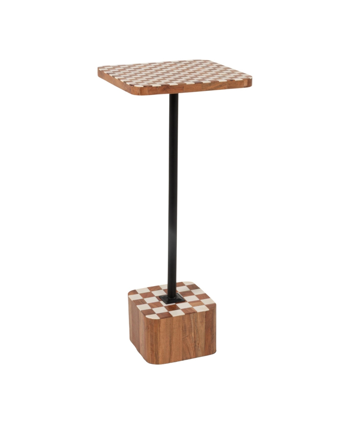 Storied Home Wood Checkered Accent Table