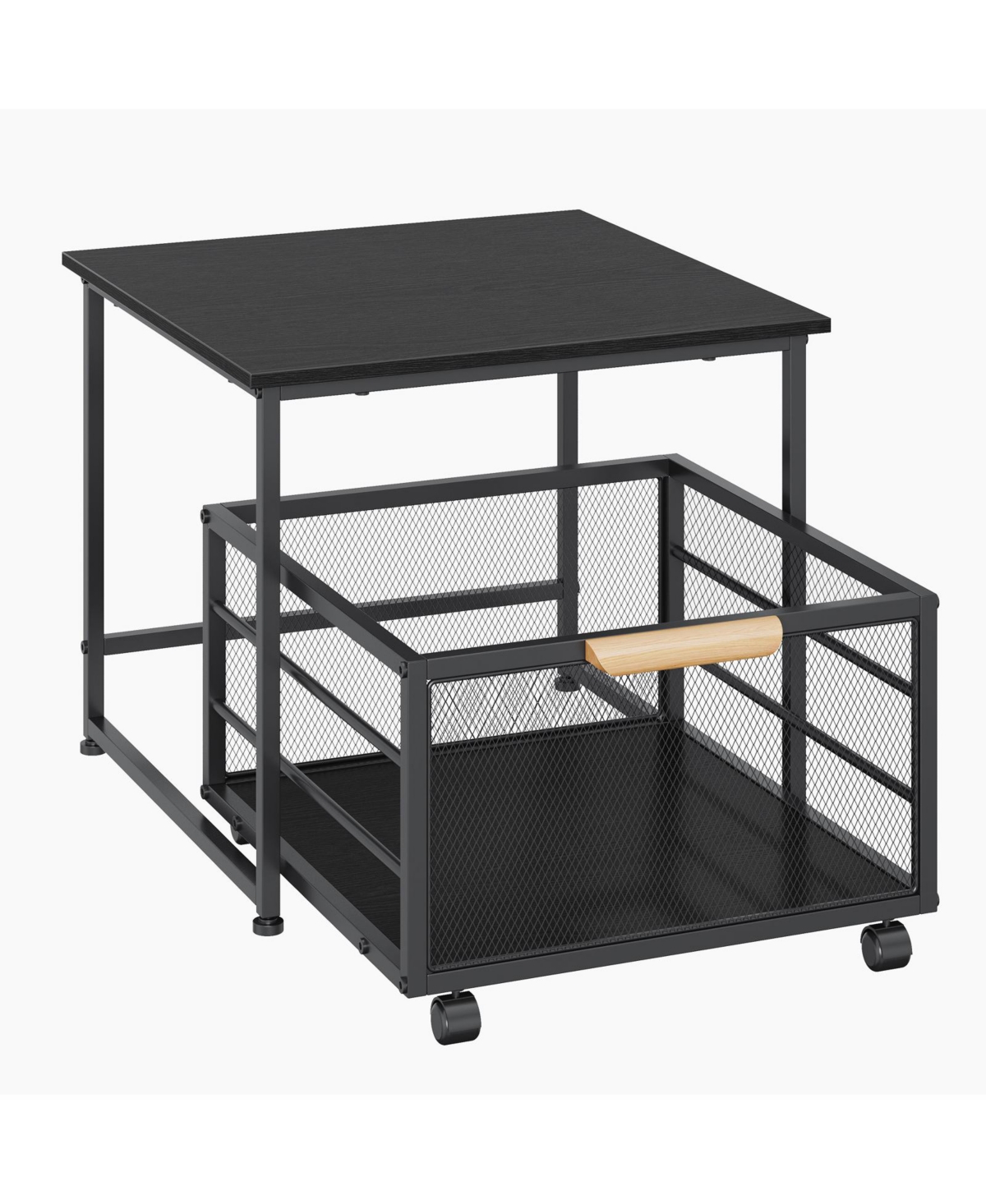 homfan 20" x 20" Mini Fridge Stand with Storage Drawer and Basket, Wheels