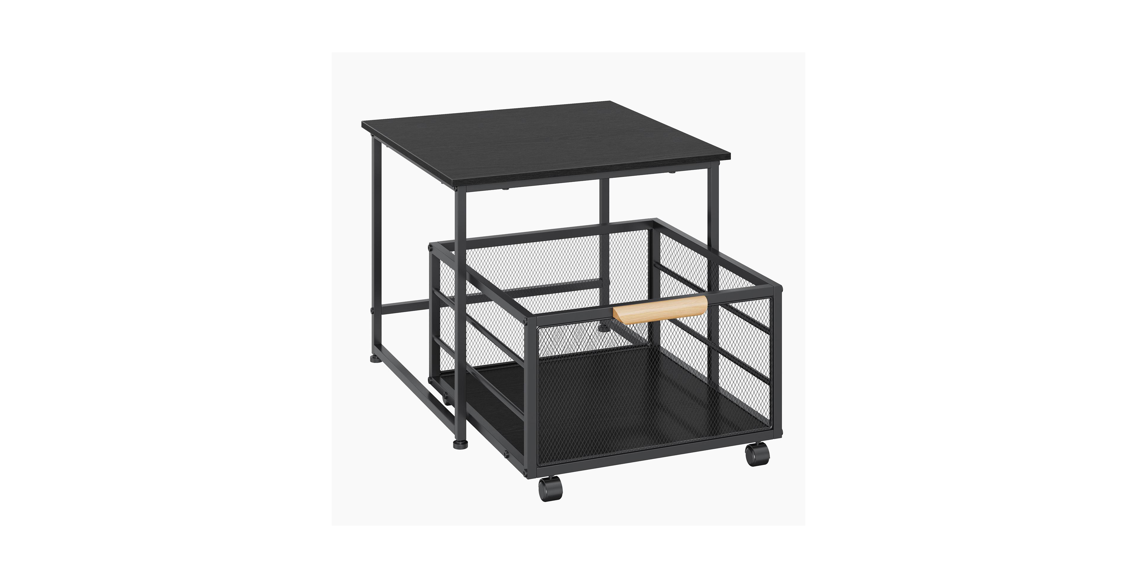 homfan 20" x 20" Mini Fridge Stand with Storage Drawer and Basket, Wheels