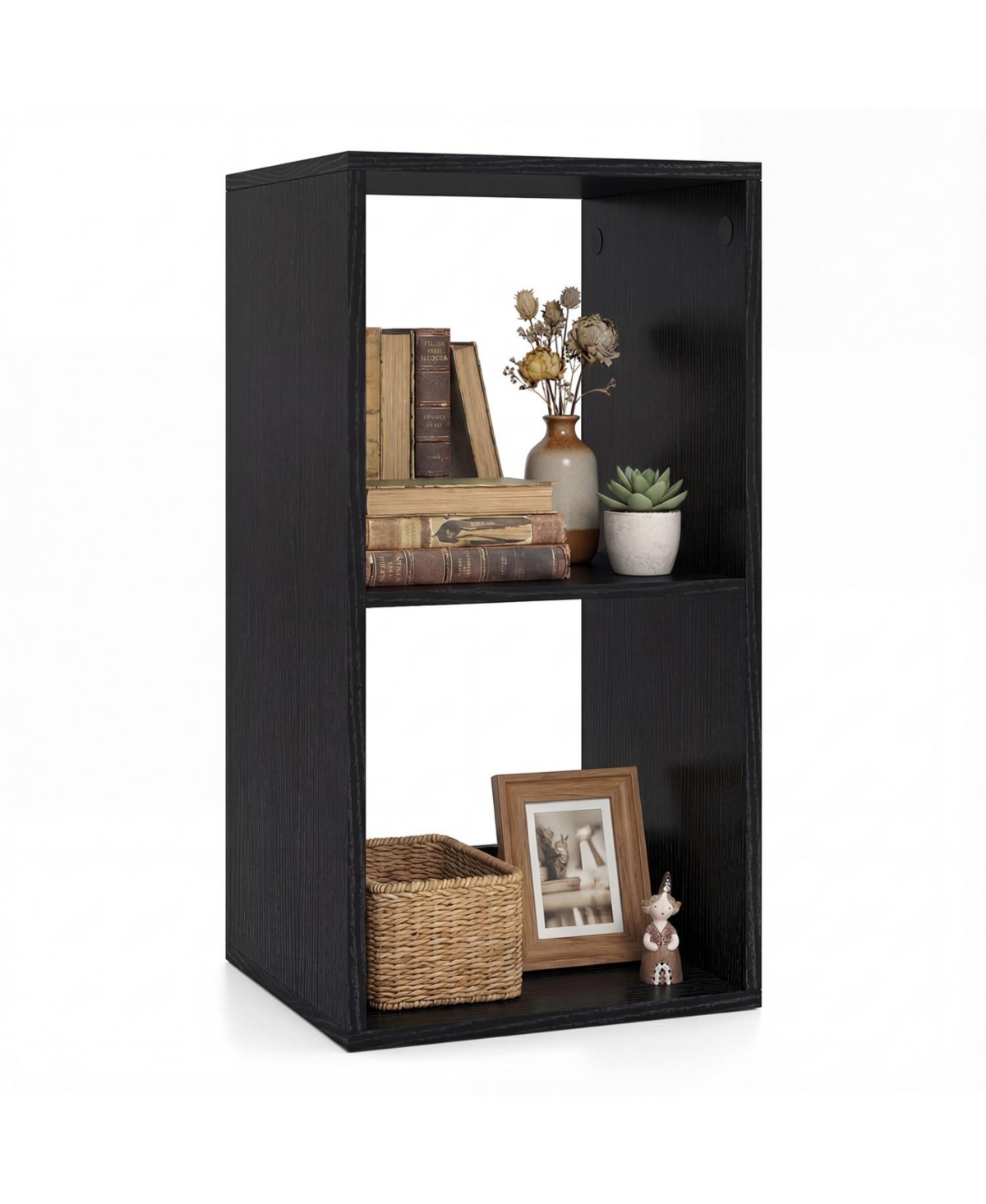 Mecale 2 Cube Bookshelf with Back Guardrail for Living Room Bedroom
