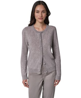 Women's Wool-Cashmere-Blend Long-Sleeve Crewneck Cardigan