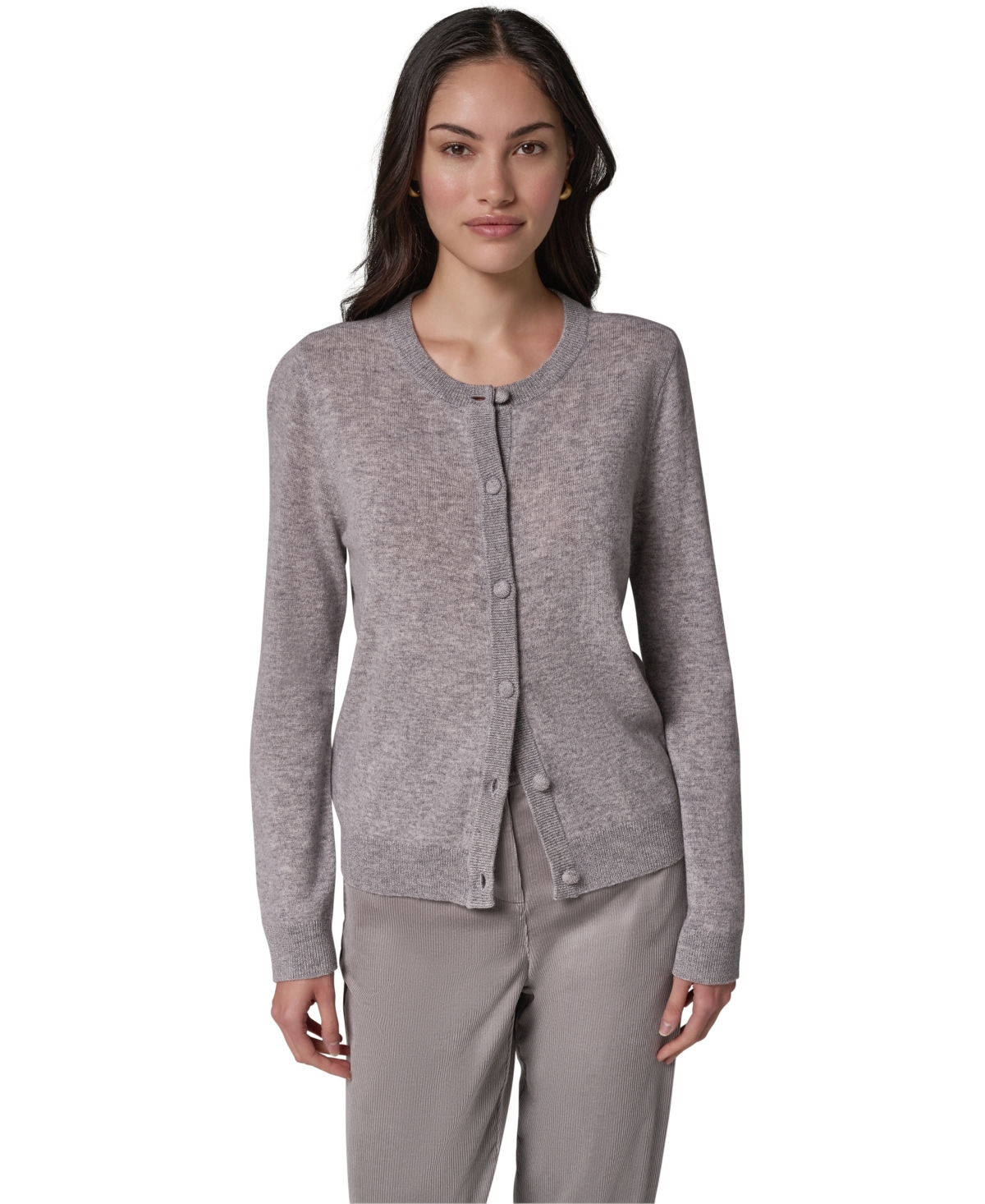 Donna Karan Weekend Women's Wool-Cashmere-Blend Long-Sleeve Crewneck Cardigan