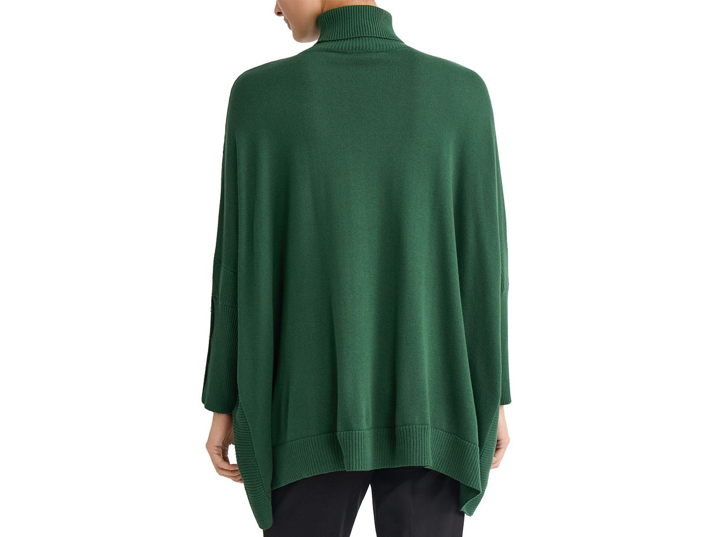 Jones New York Petite Diamond Cable-Knit Turtleneck Long-Sleeve Poncho, цвет: Тёмный тёмно-зелёный — фото 3
