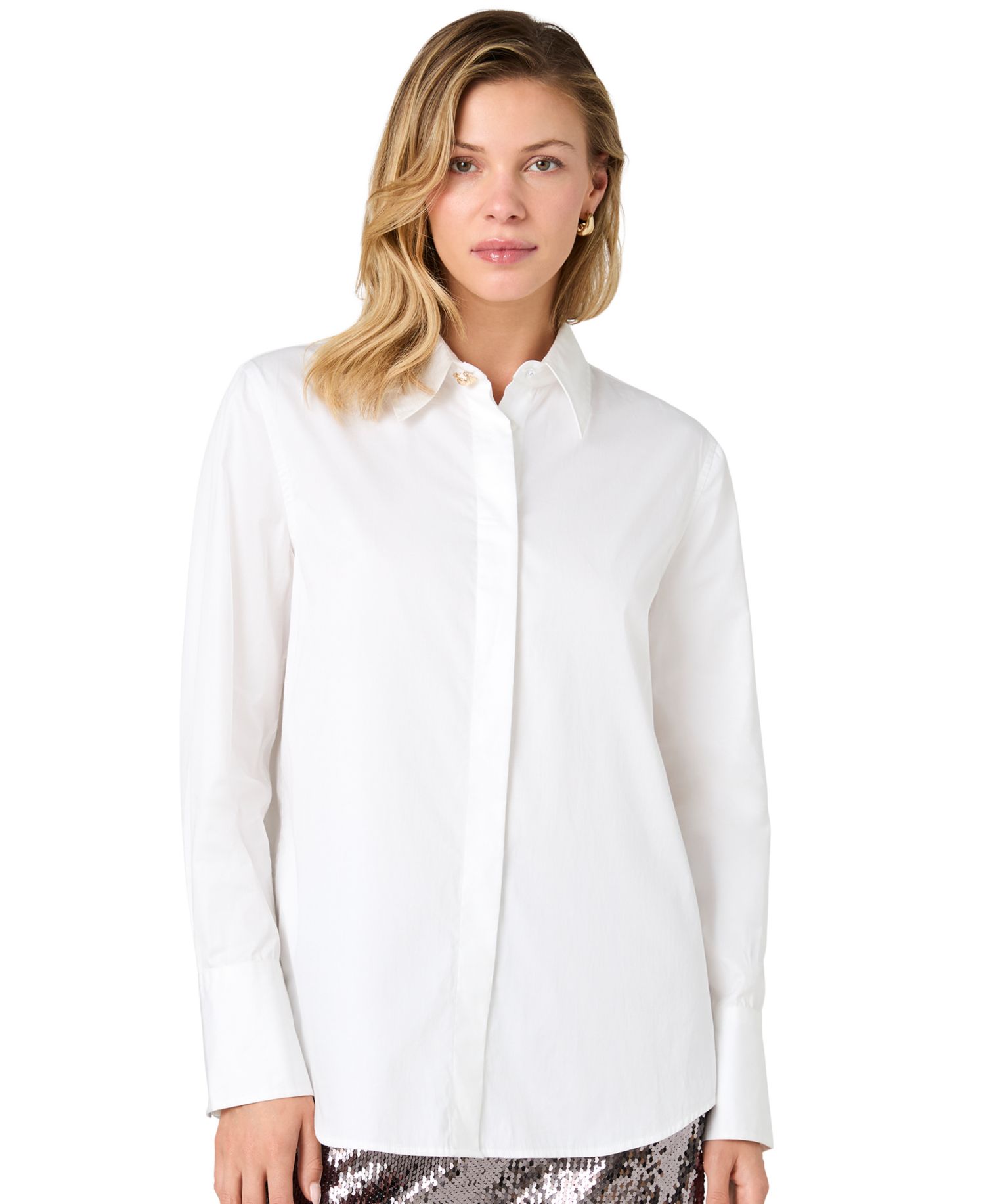 Women's Alexis Long-Sleeve Point-Collar Cotton Shirt