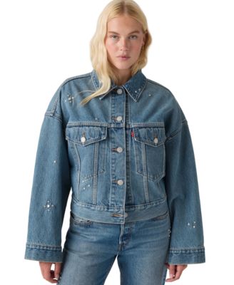 Women's Trip On Drip Cropped Loose Denim Trucker Jacket