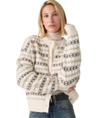 Women's Charlotte Fair Isle Cable-Knit Wool-Blend Cardigan Sweater