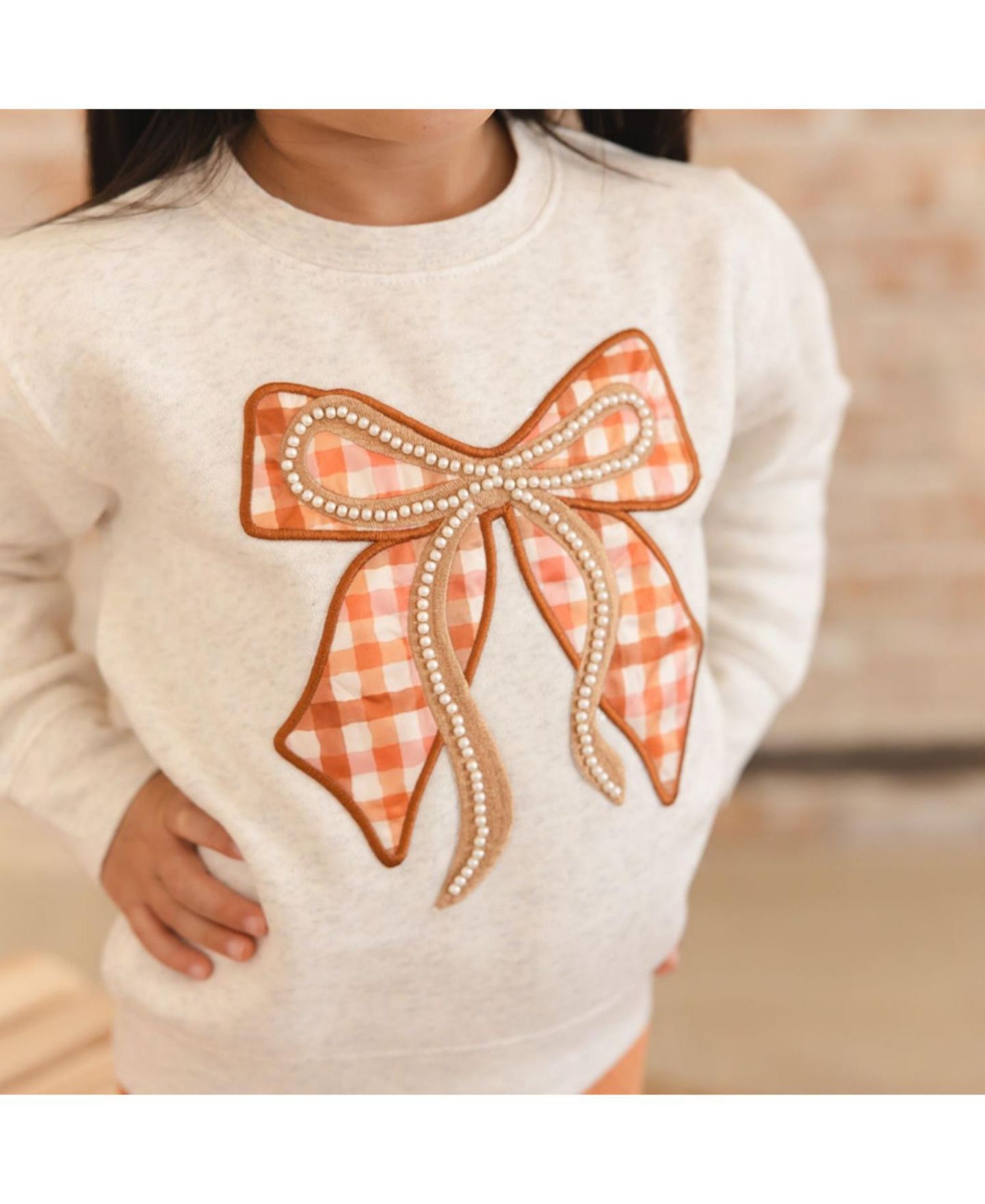 Толстовка Sweet Wink Cinnamon Plaid Bow Patch для девочек, цвет: Натуральный меланжевый — фото 3