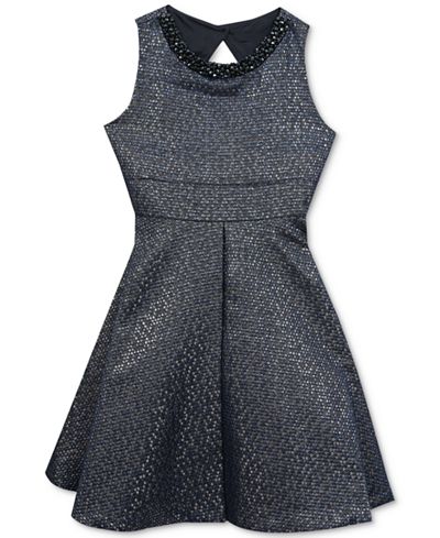 Rare Editions Metallic Jacquard Dress, Big Girls (7-16)