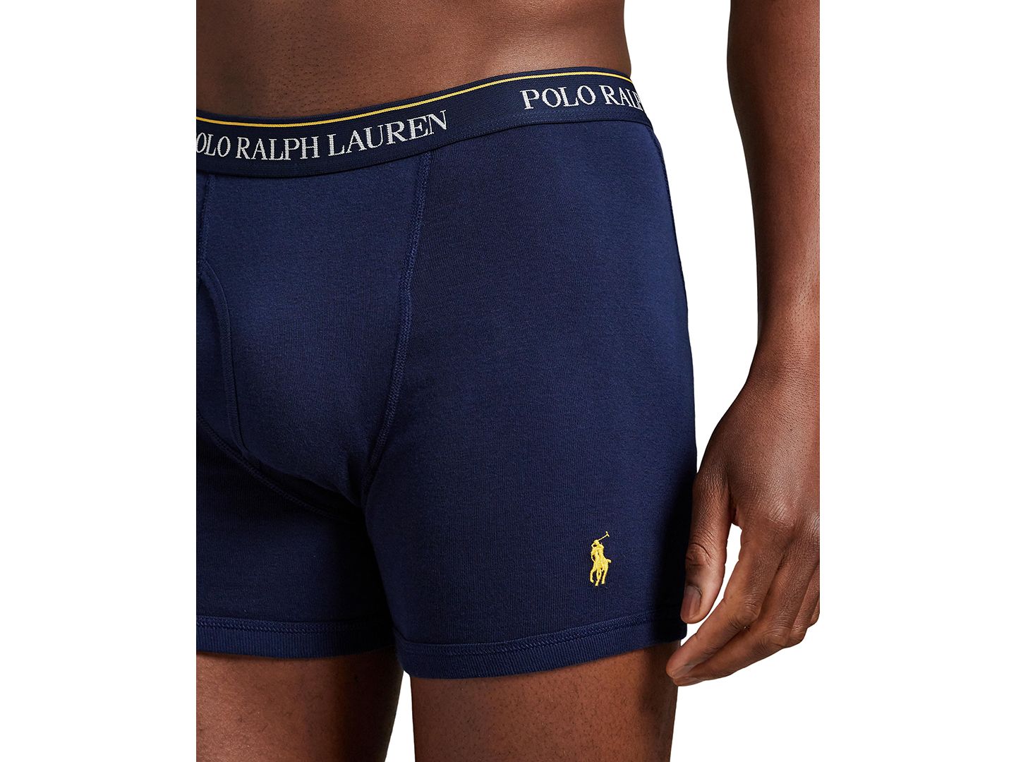 Мужские хлопковые боксеры-брифы Polo Ralph Lauren классического кроя, набор из 5 шт, цвет: Меланжевый / Тёмно-синий — фото 8