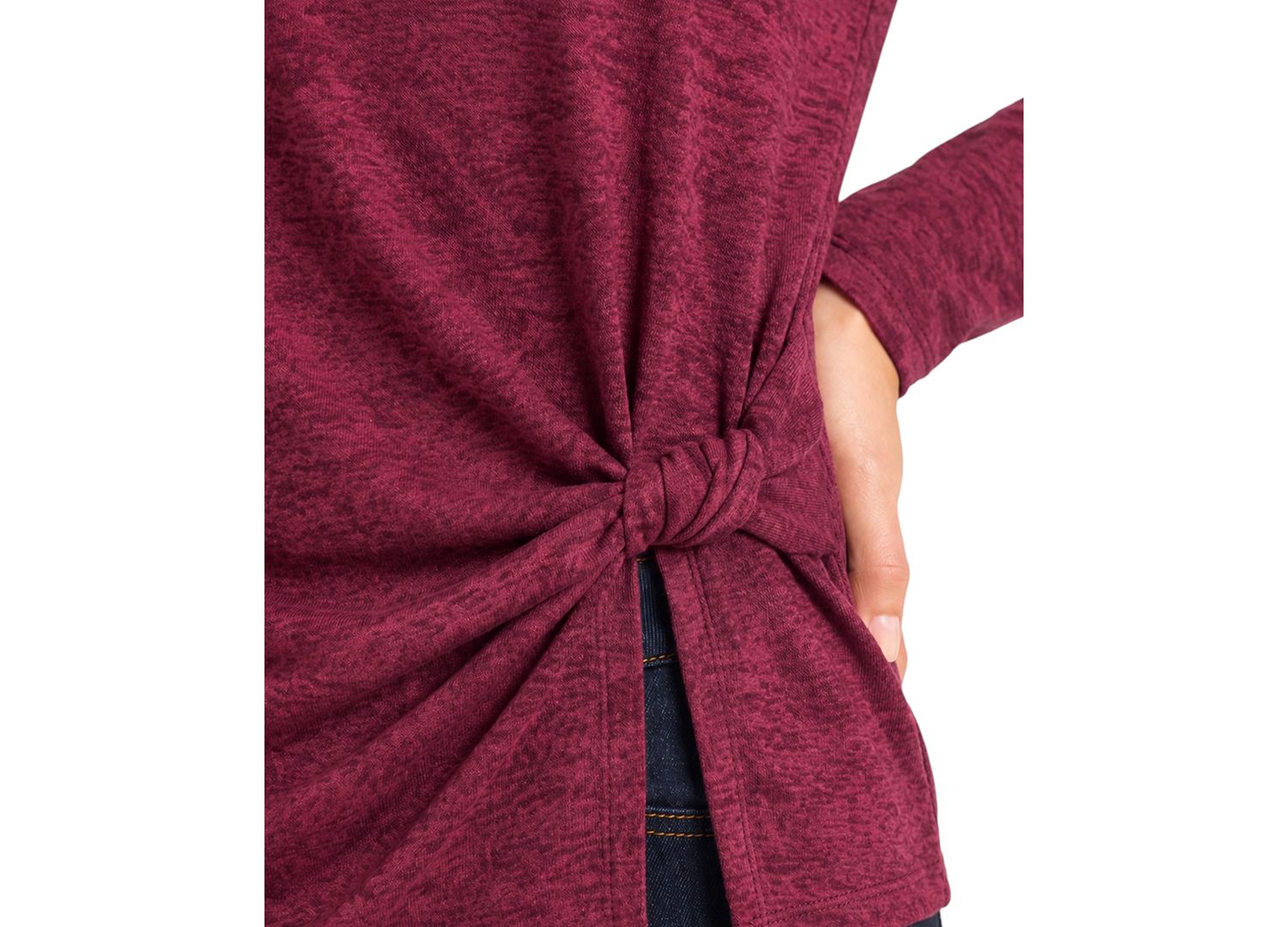 Women's Long-Sleeve Boat Neck Twist Waist Top