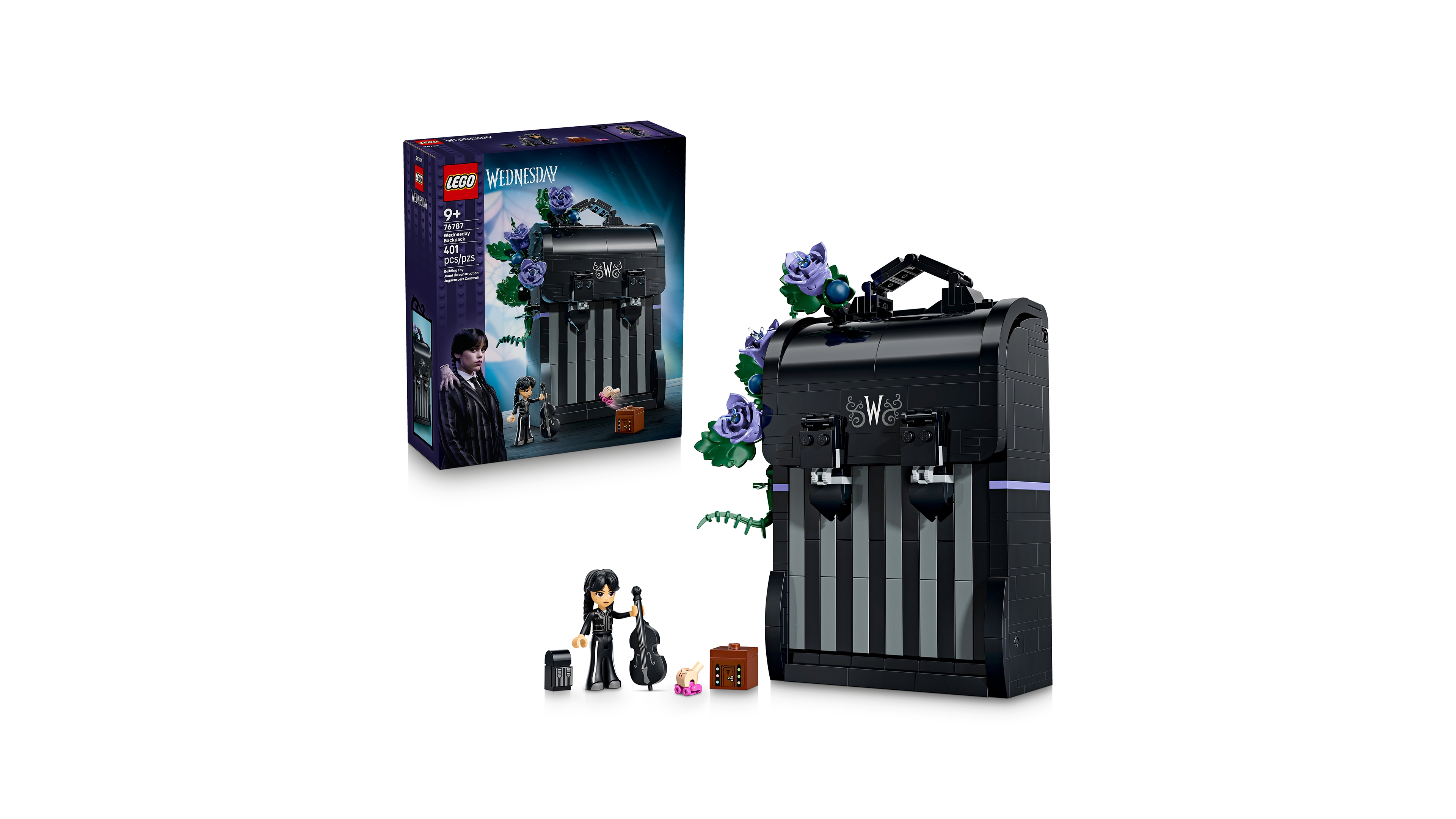Lego Wednesday Addams Backpack 76787 401-Piece Building Set, Ages 9+