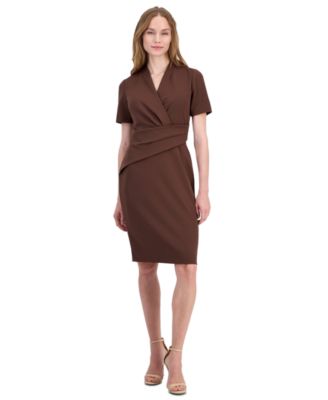 Women's Surplice V-Neck Scuba Crepe Dress