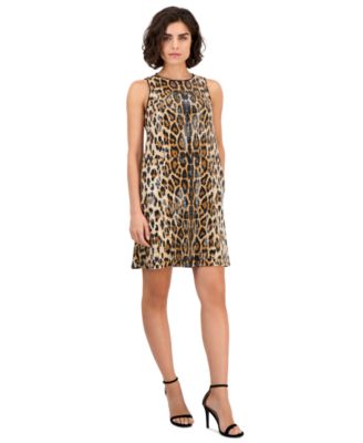 Women's Animal-Print Sequin Shift Dress