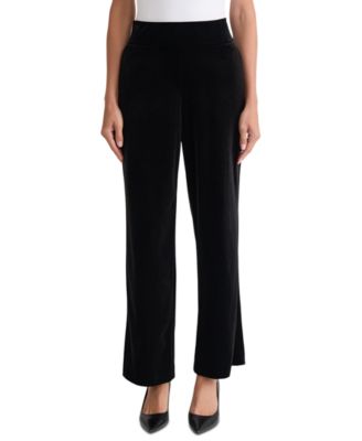 Petite Velvet Pull-On Wide-Leg Pants