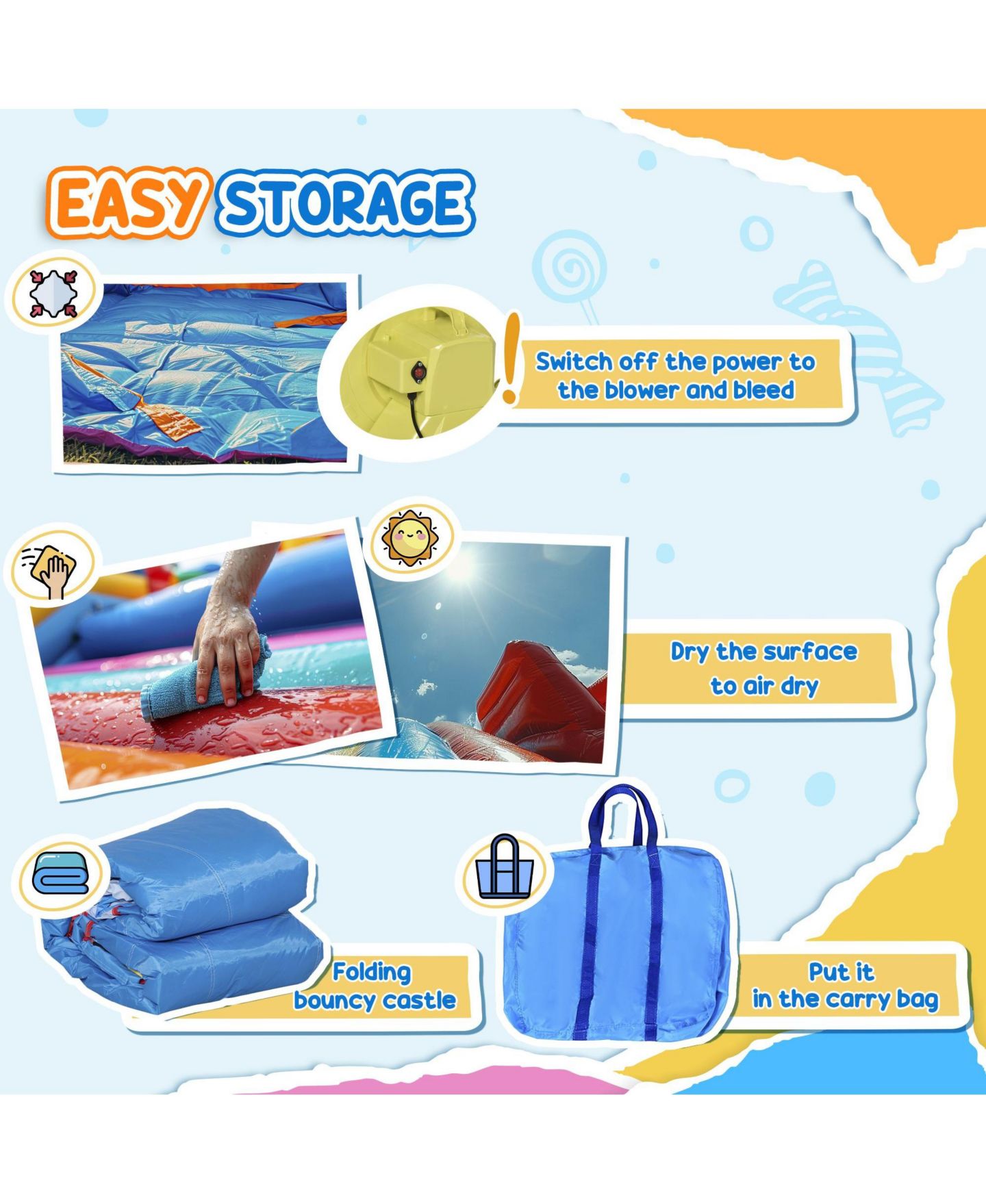 Детская игрушка SEVORLEY 6-in-1 Bounce Castle Inflatable Play Center with Water Slide, Water Pool & Water Gun, Ages 3-8, цвет: Синий — фото 9