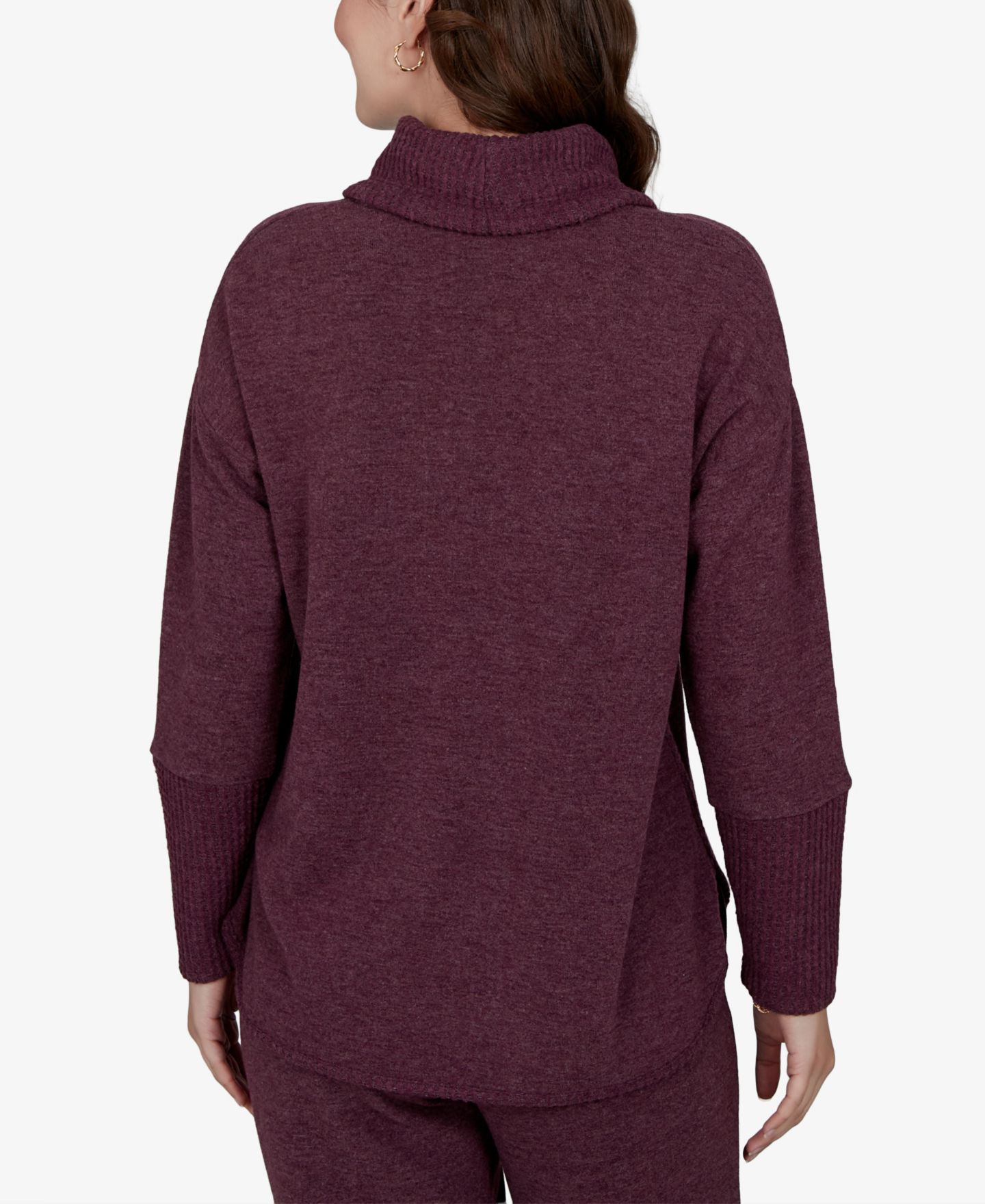 Женский свитер Ruby Rd. Petite Oversized Cowl Neck Long-Sleeve Pullover, цвет: Инжирный — фото 5
