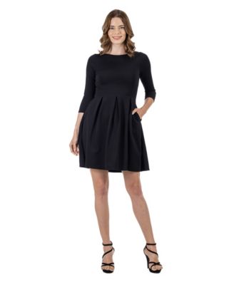 Petite Pleated A-Line Dress with Pockets